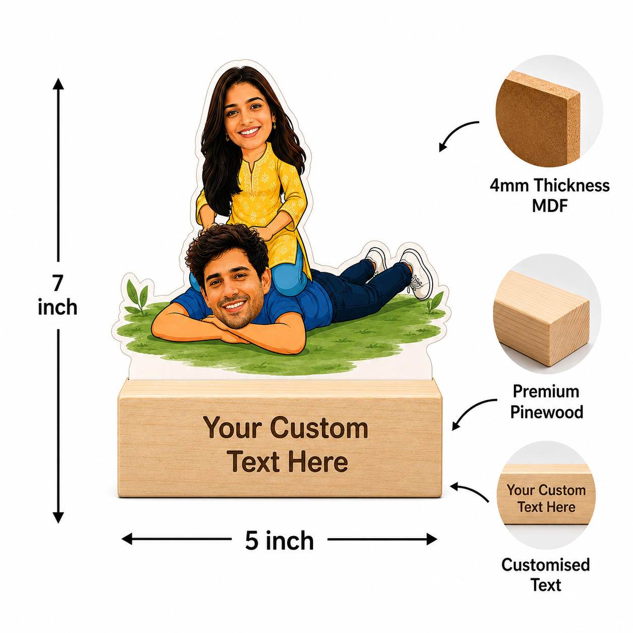 Personalized Brother Sister Teasing Caricature With Stand