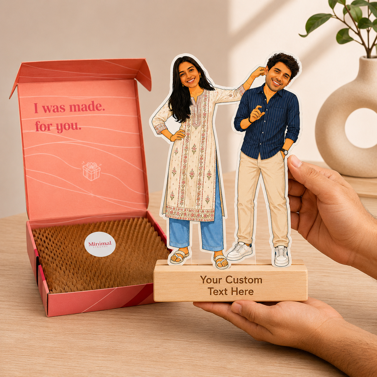 Personalized Sibling Masti & Joke Caricature With Stand