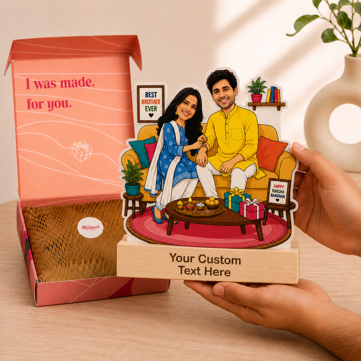 Rakshi Brother & Sister Caricature With Stand