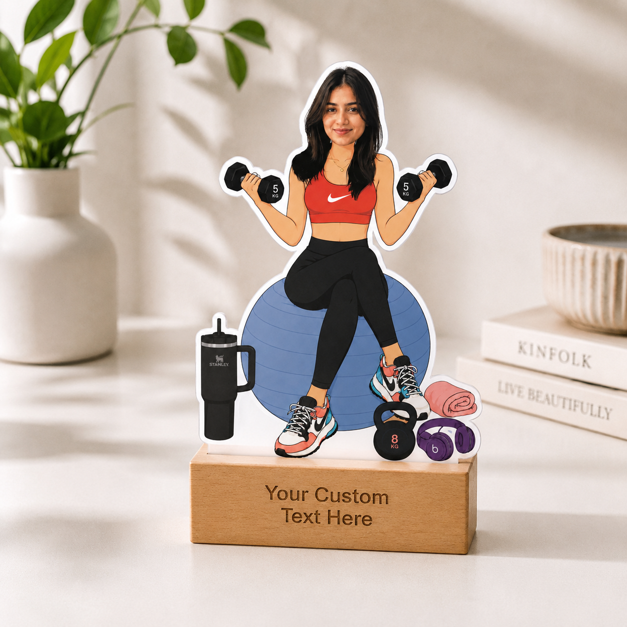 Personalized Gym Freak Caricature With Stand