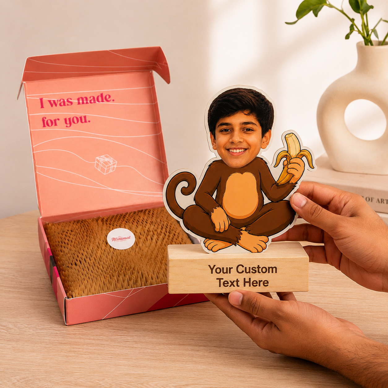 Personalized Cute Monkey Brother Caricature With Stand