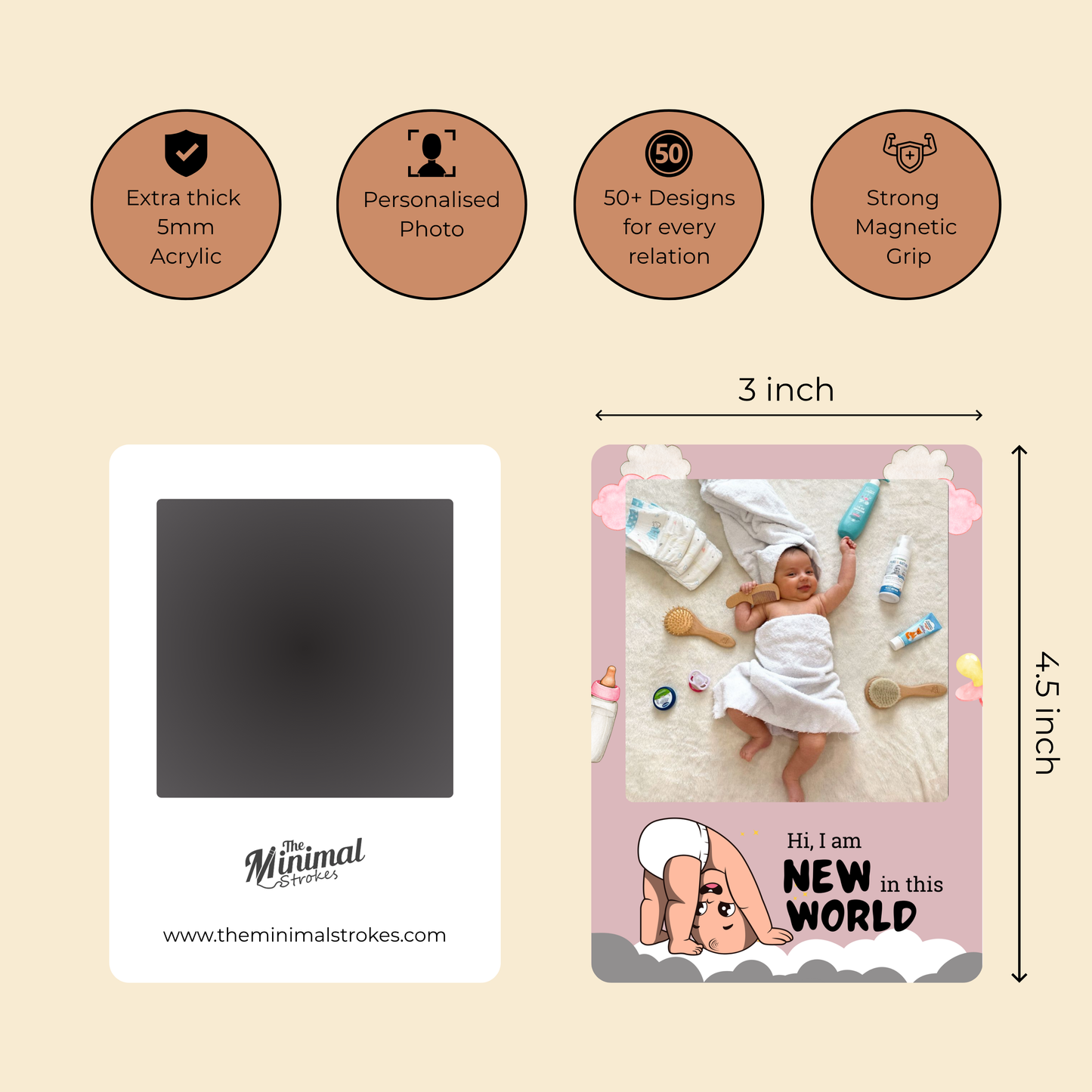 Newborn Baby Personalised Photo Magnet