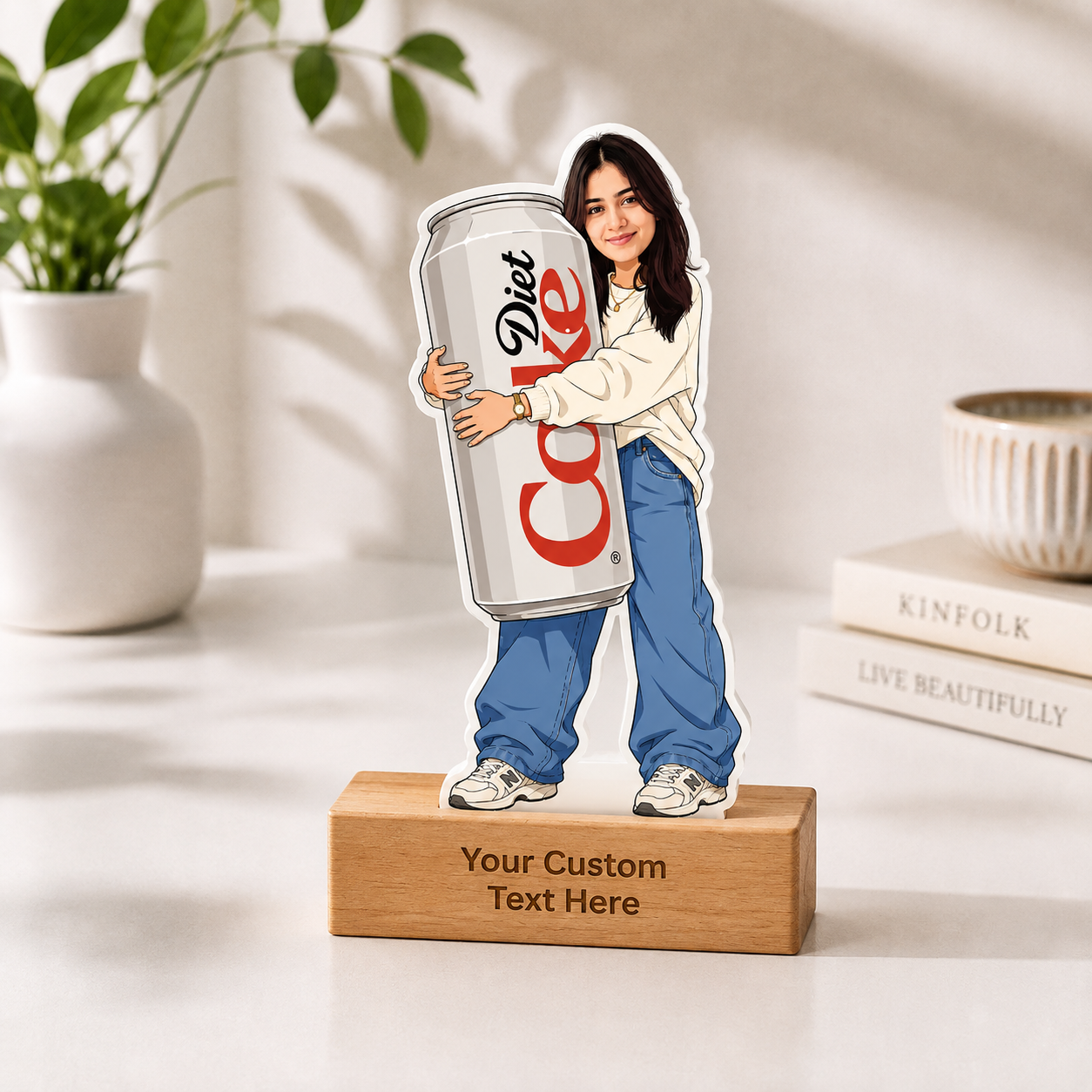 Personalized Coke Lover Caricature With Stand