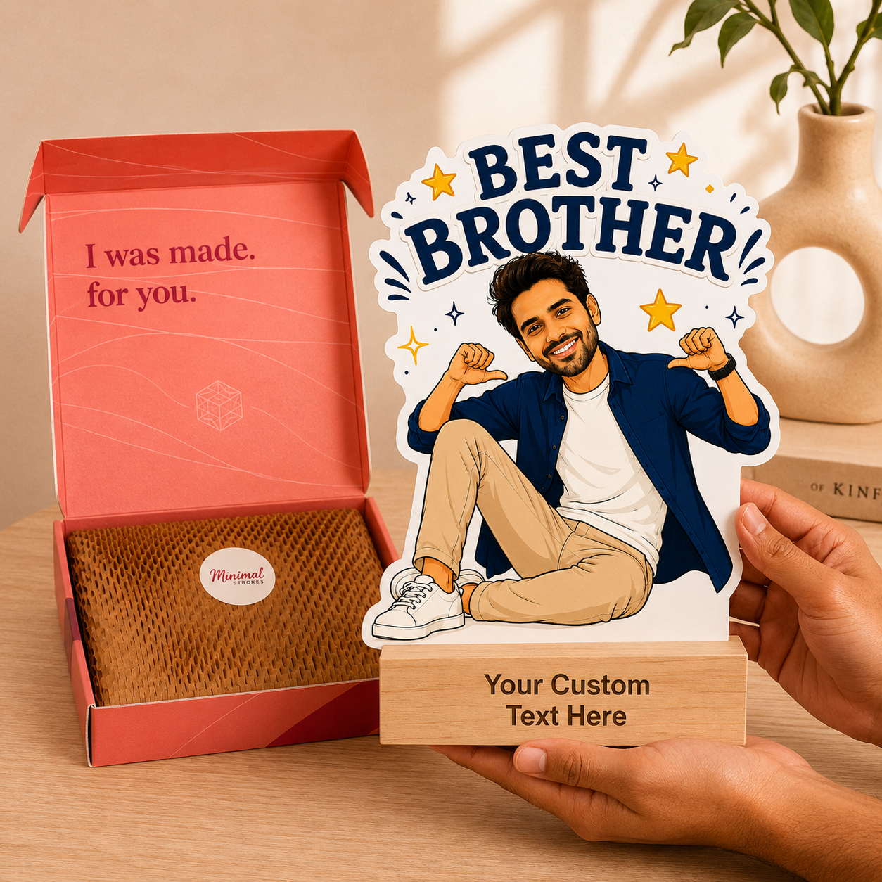Personalized Best Brother Caricature With Stand