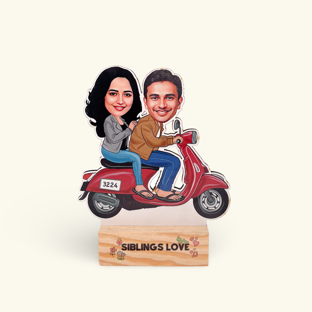 Caricature - Sibling Scooty Ride
