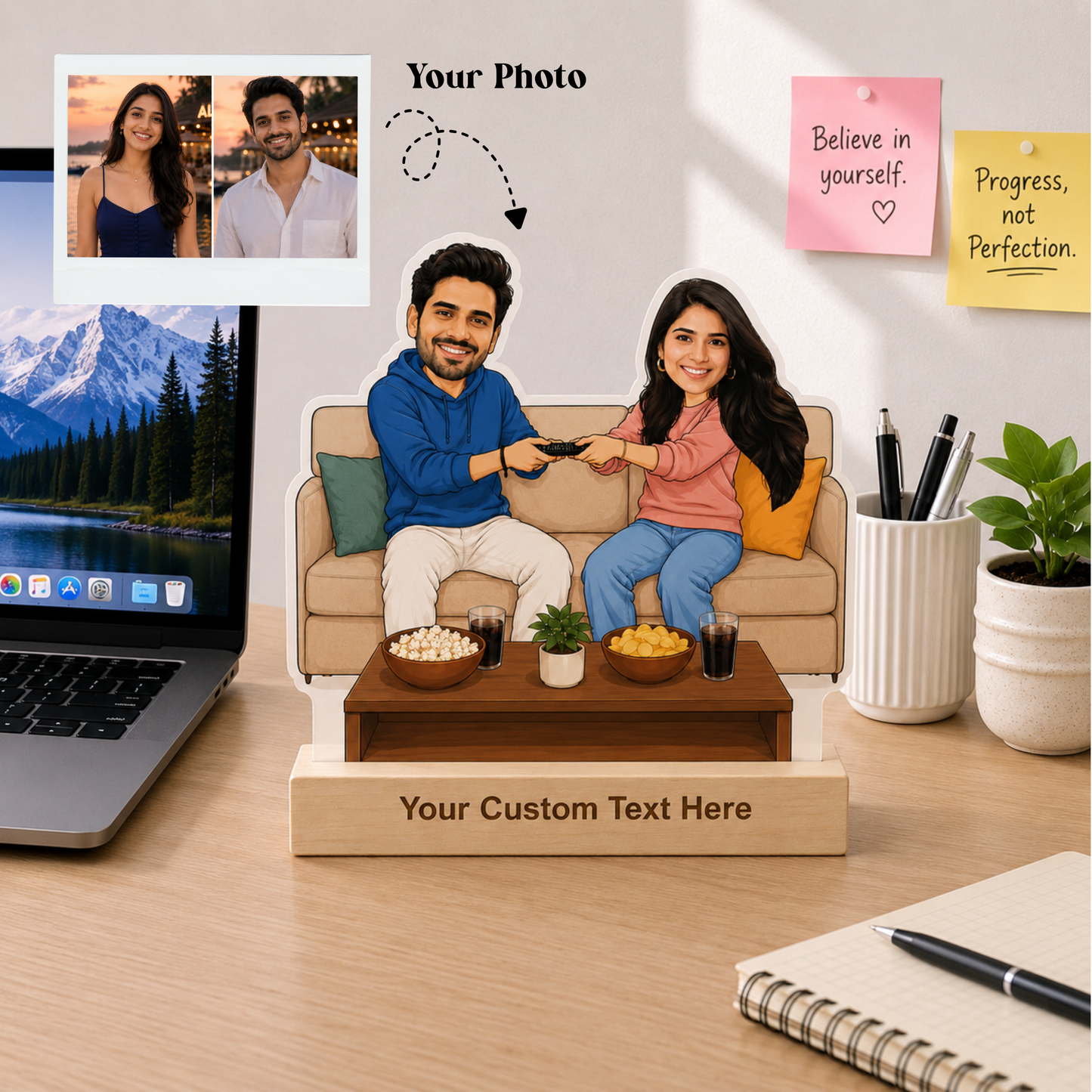Personalized Bhai Behan Bond Caricature With Stand