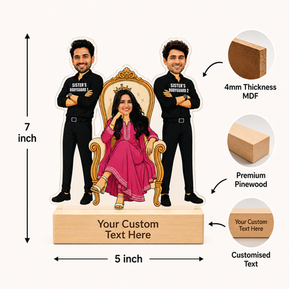 Personalized Sibling Rakshabandhan Caricature With Stand