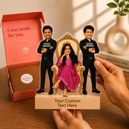 Personalized Sibling Rakshabandhan Caricature With Stand