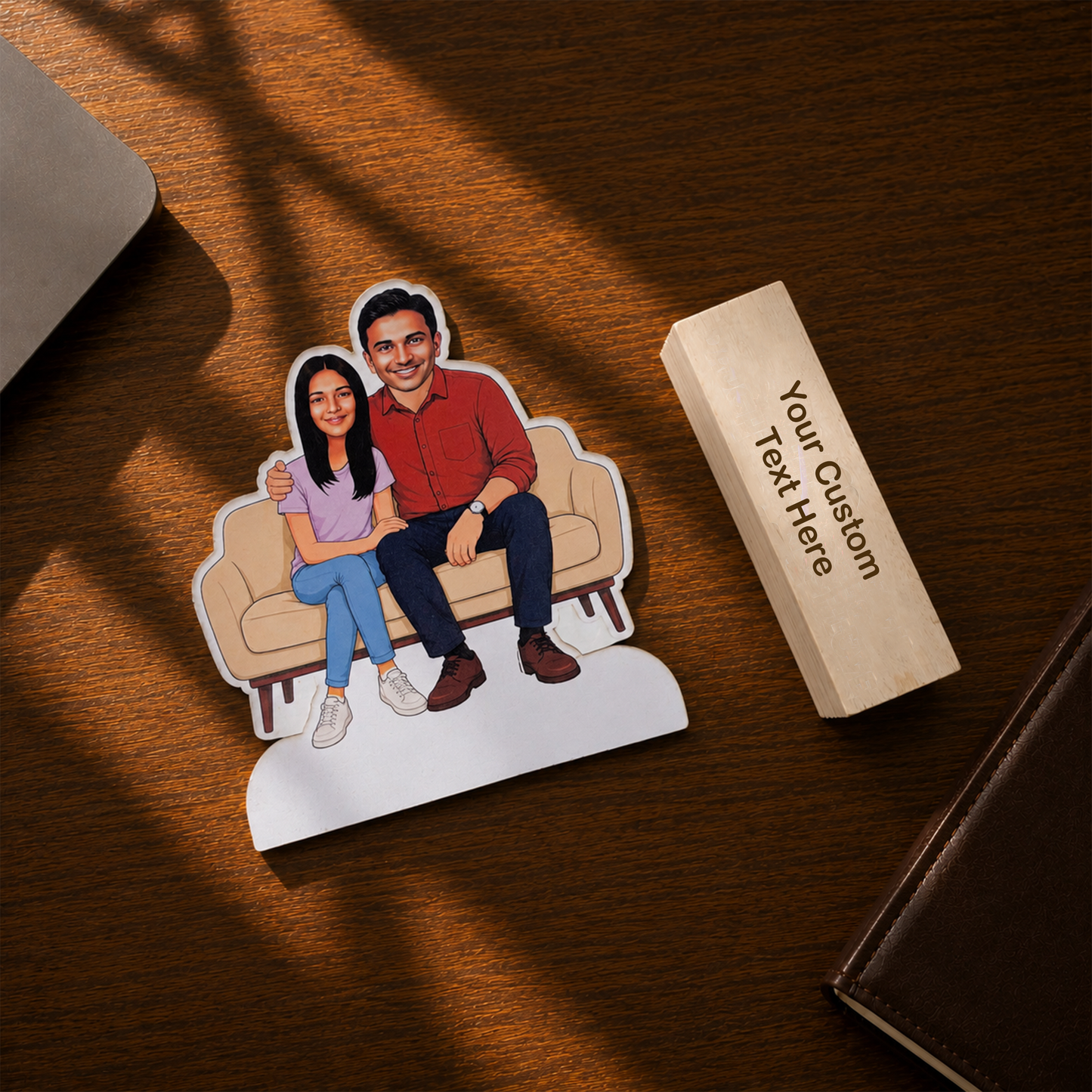 Daughter and Father Caricature with Stand