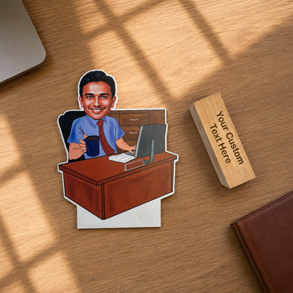 Working Man Personalized Caricature with Stand