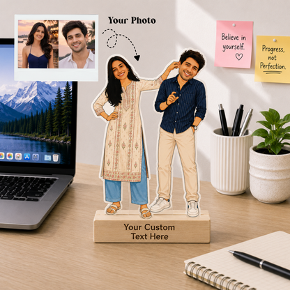 Personalized Sibling Masti & Joke Caricature With Stand