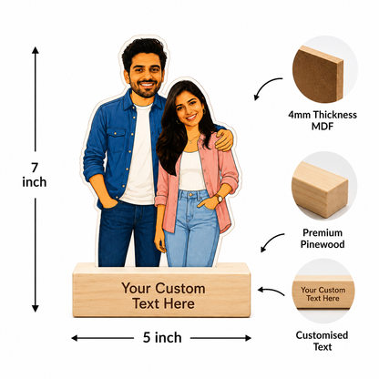 Personalized Brother & Sister Love Caricature With Stand