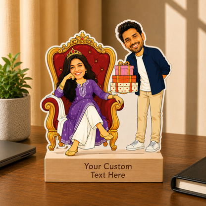 Personalized Royal Sibling Treatment Duo Caricature With Stand