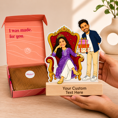 Personalized Royal Sibling Treatment Duo Caricature With Stand