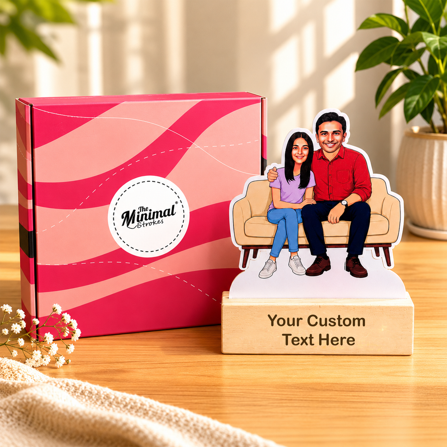 Daughter and Father Caricature with Stand