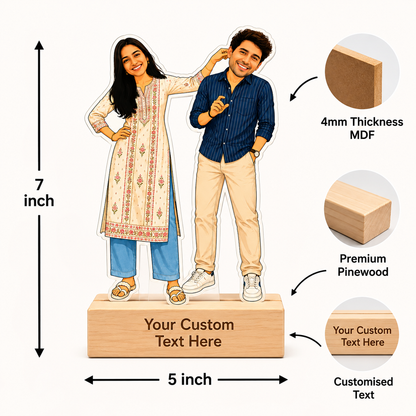 Personalized Sibling Masti & Joke Caricature With Stand