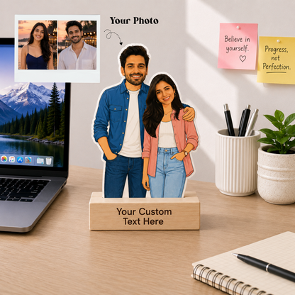 Personalized Brother & Sister Love Caricature With Stand