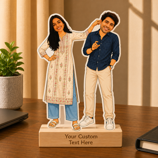 Personalized Sibling Masti & Joke Caricature With Stand