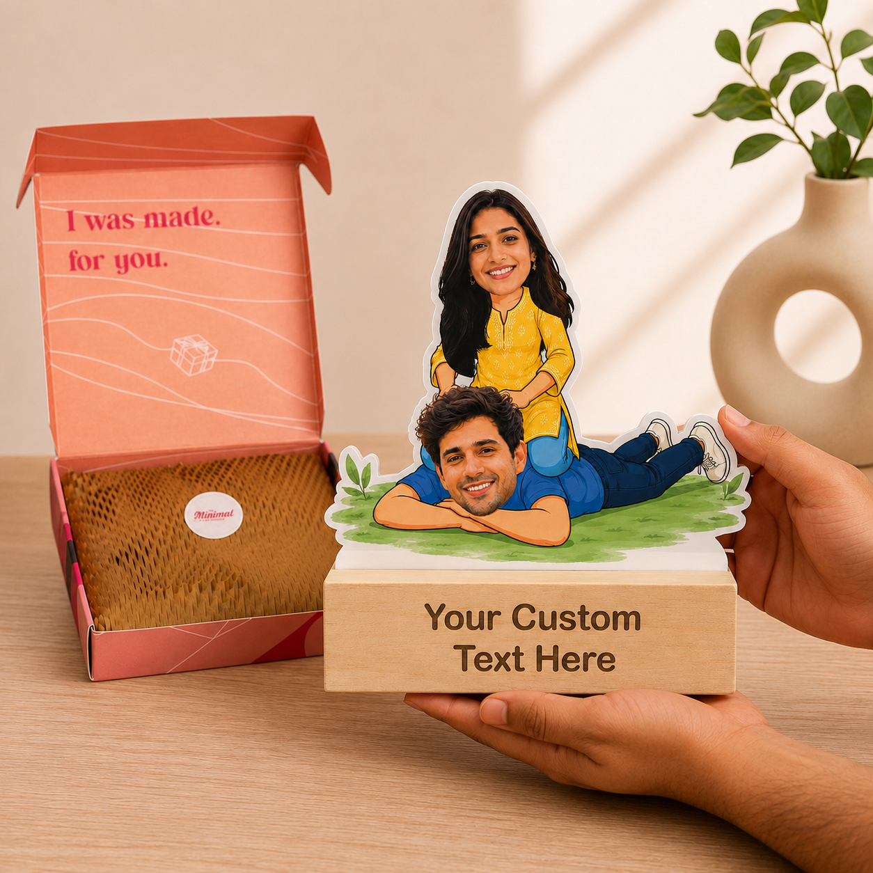 Personalized Brother Sister Teasing Caricature With Stand