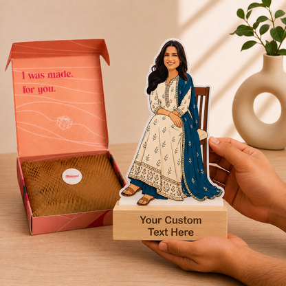 Sister(Ethnic Outfit) Personalized Caricature With Stand