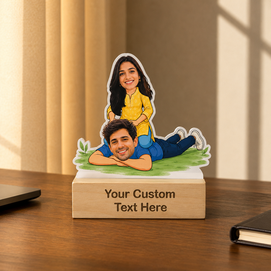 Personalized Couple Teasing Caricature With Stand