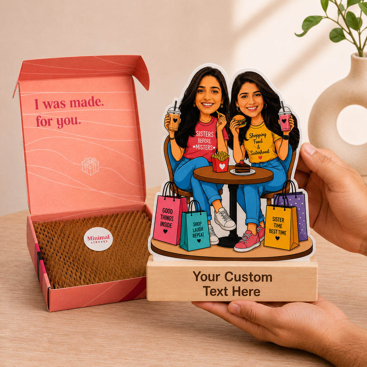 Personalized Sister Love Caricature With Stand