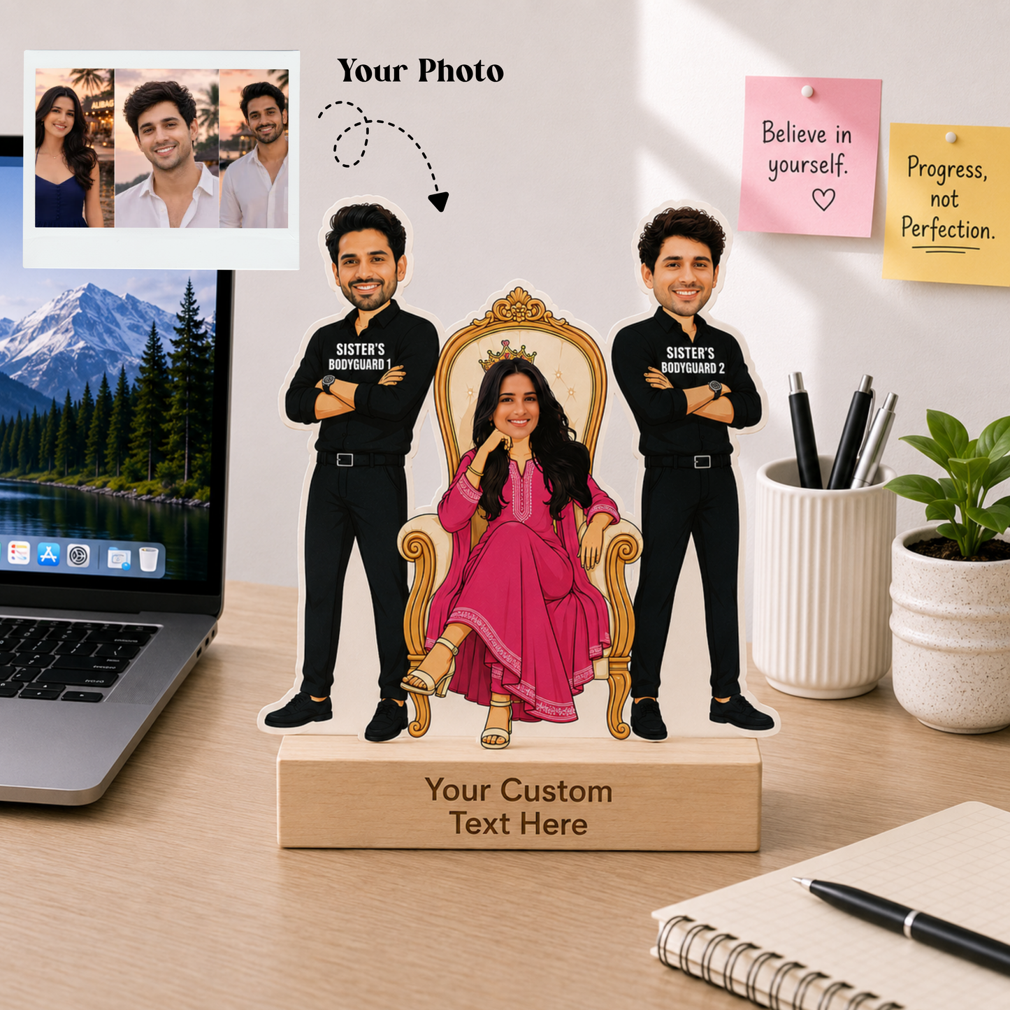 Personalized Sibling Rakshabandhan Caricature With Stand