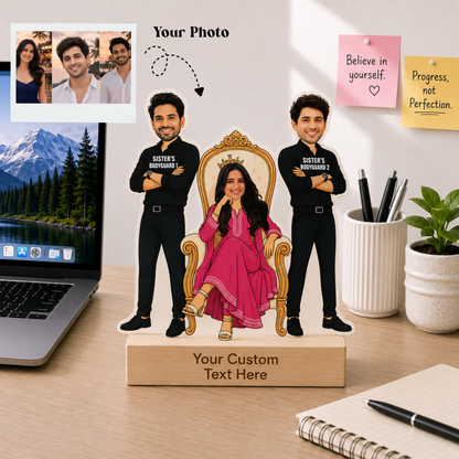 Personalized Sibling Rakshabandhan Caricature With Stand