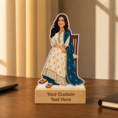 Sister(Ethnic Outfit) Personalized Caricature With Stand