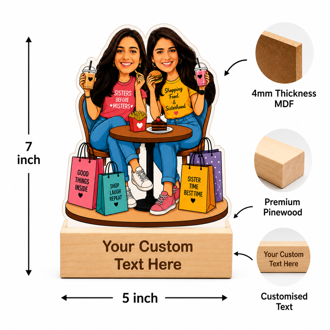 Personalized Sister Love Caricature With Stand