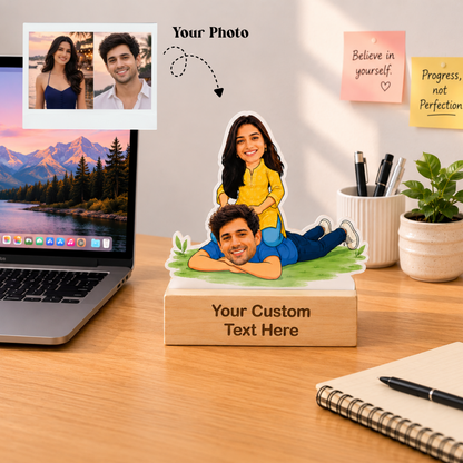 Personalized Brother Sister Teasing Caricature With Stand
