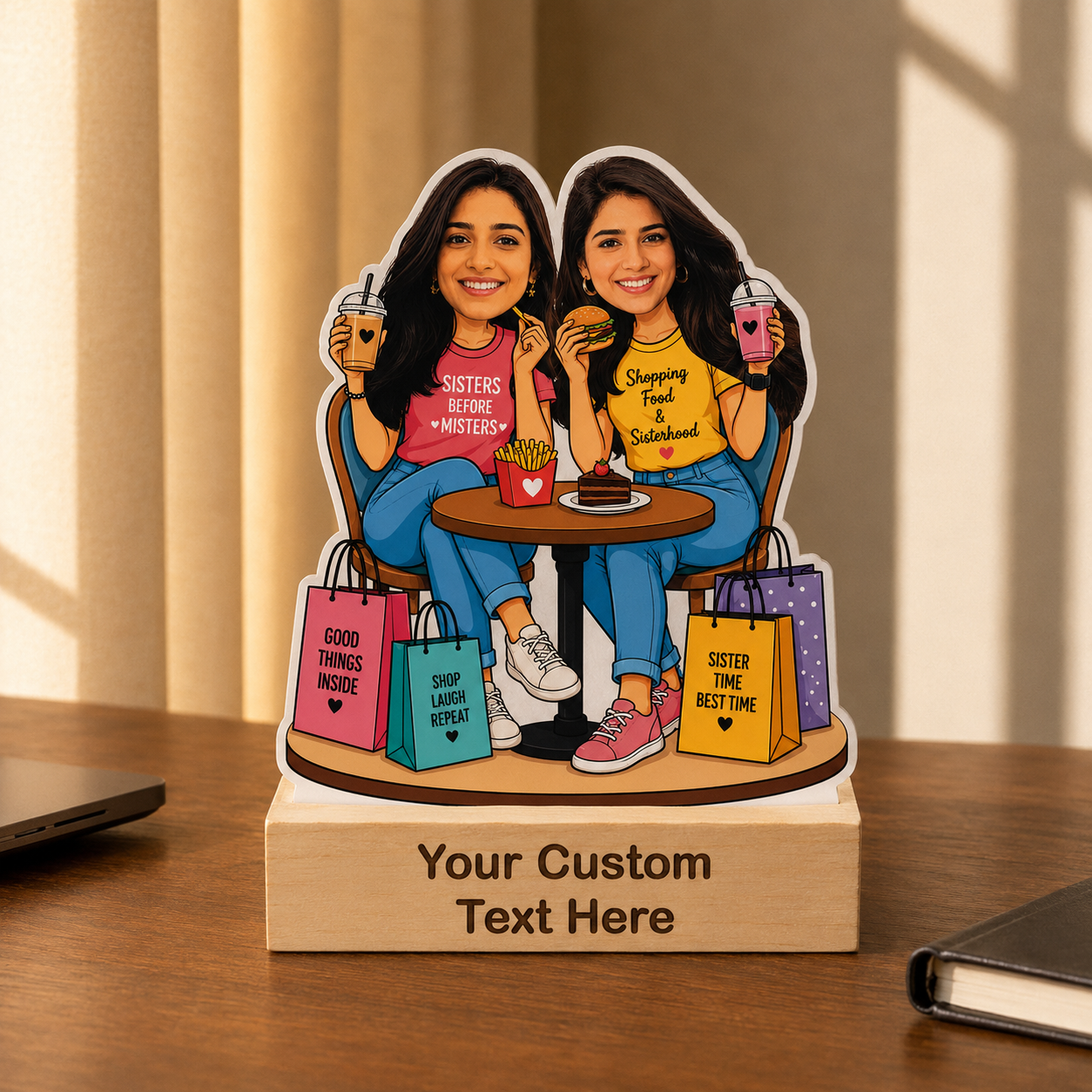 Personalized Sister Love Caricature With Stand
