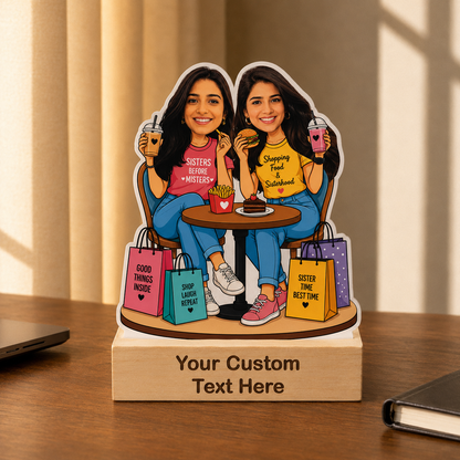 Personalized Sister Love Caricature With Stand