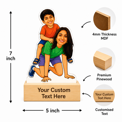 Sister-Brother Bonding Caricature With Stand