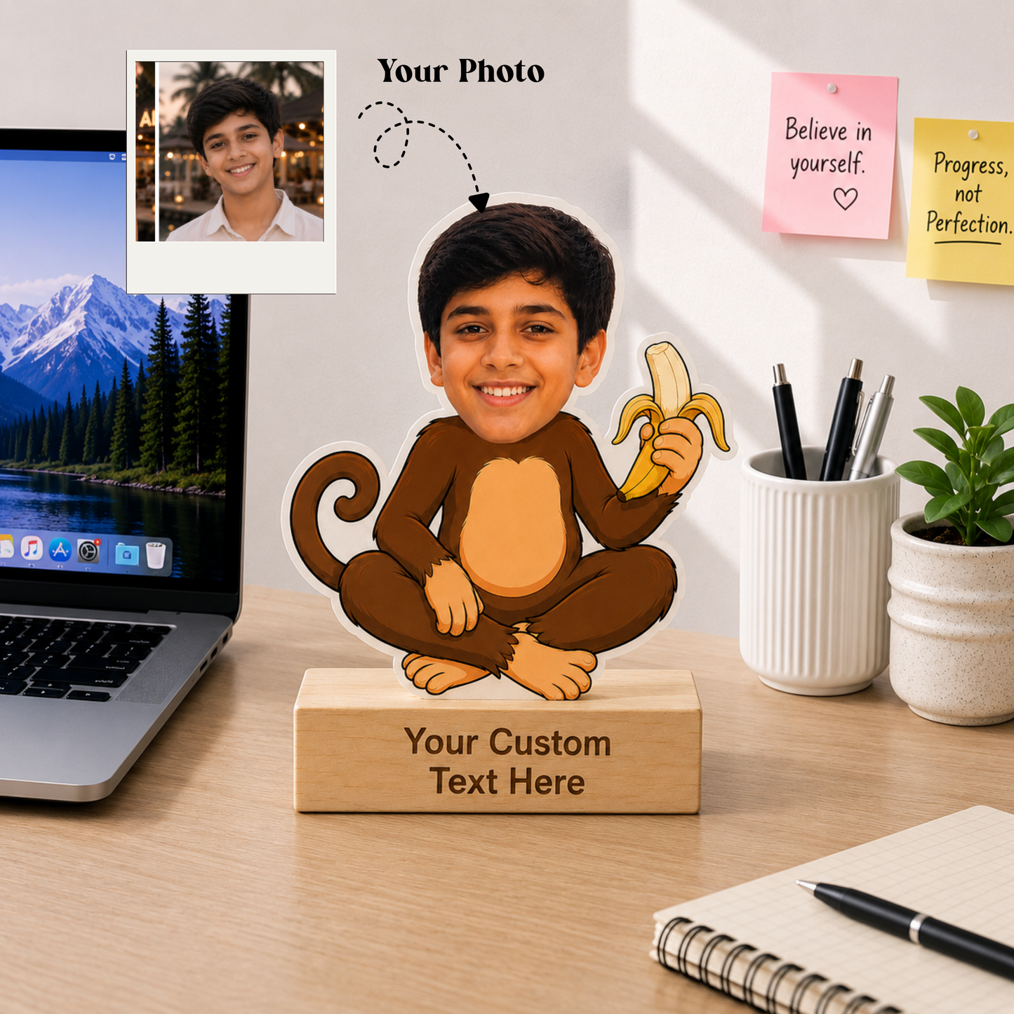 Personalized Cute Monkey Brother Caricature With Stand