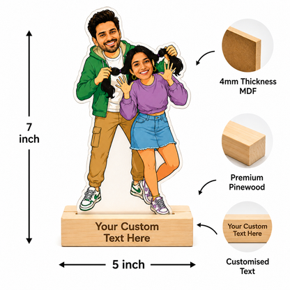 Brother Teasing Sister Caricature With Stand