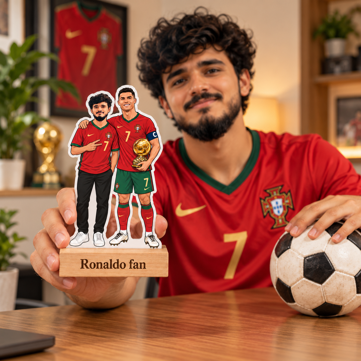 Personalized  Ronaldo Fan Caricature With Stand