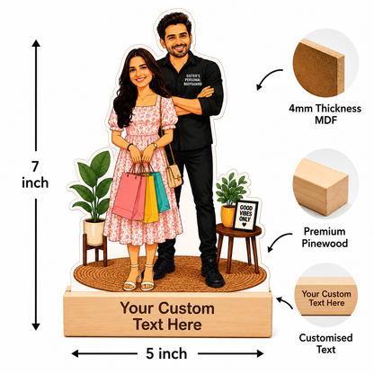 Bodygaurd Brother with Sister Caricature With Stand