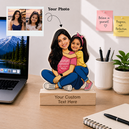 Personalized Sisters Love Caricature With Stand