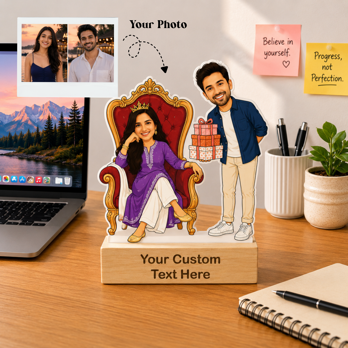 Personalized Royal Sibling Treatment Duo Caricature With Stand