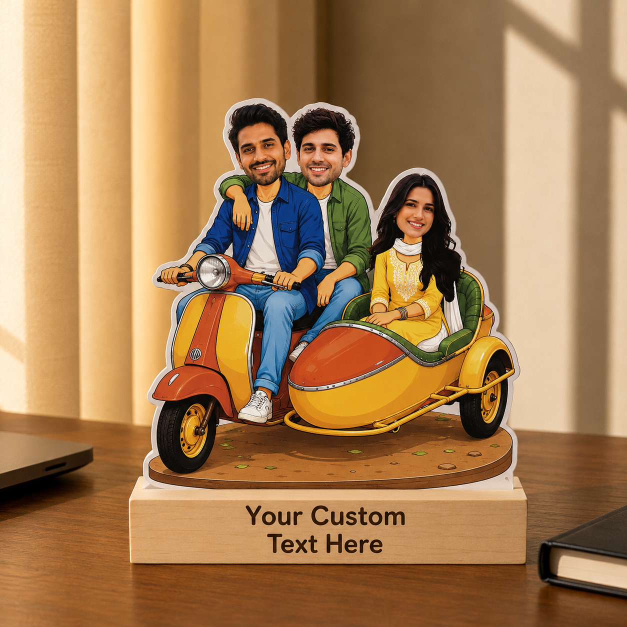 Personalized Bhai & Behan Caricature With Stand