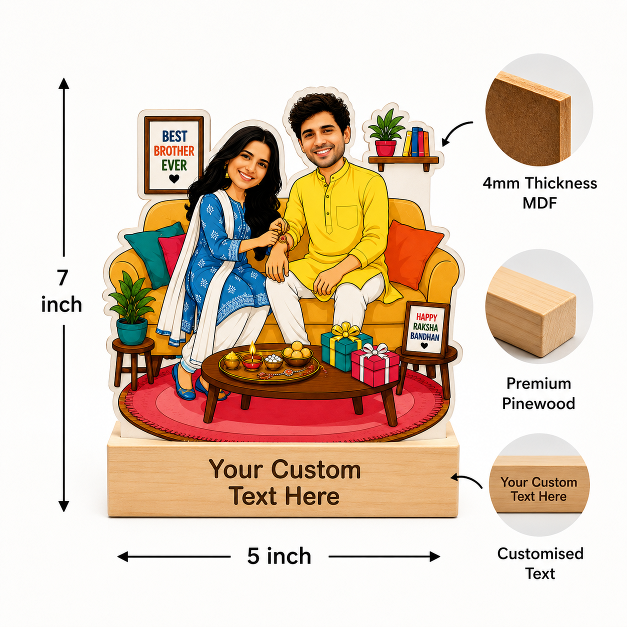Rakshi Brother & Sister Caricature With Stand
