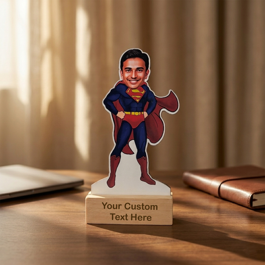 Personalized Superhero Man Caricature With Stand
