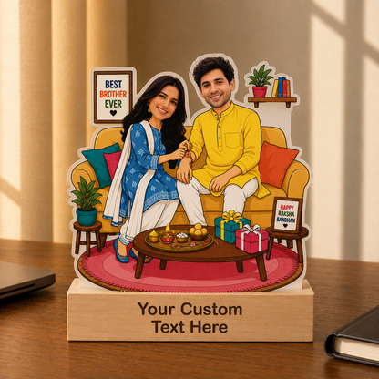 Rakshi Brother & Sister Caricature With Stand