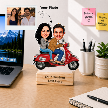 Scooty Ride Personalized Caricature with Stand
