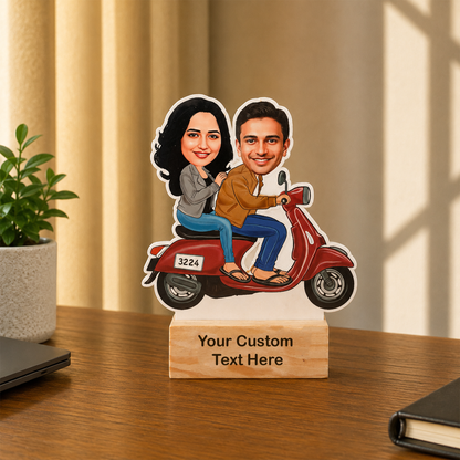 Scooty Ride Personalized Caricature with Stand