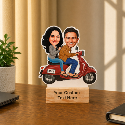 Scooty Ride Personalized Caricature with Stand