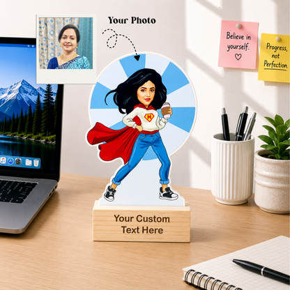 SuperWoman Personalized Caricature with Stand