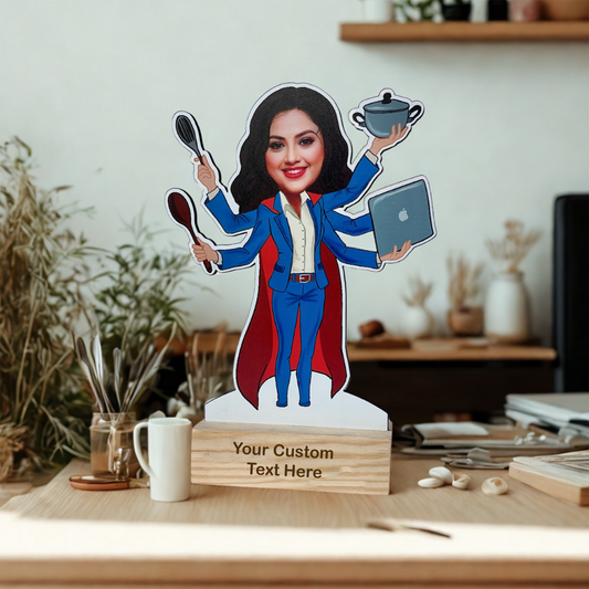 Personalized Working Woman Caricature With Stand