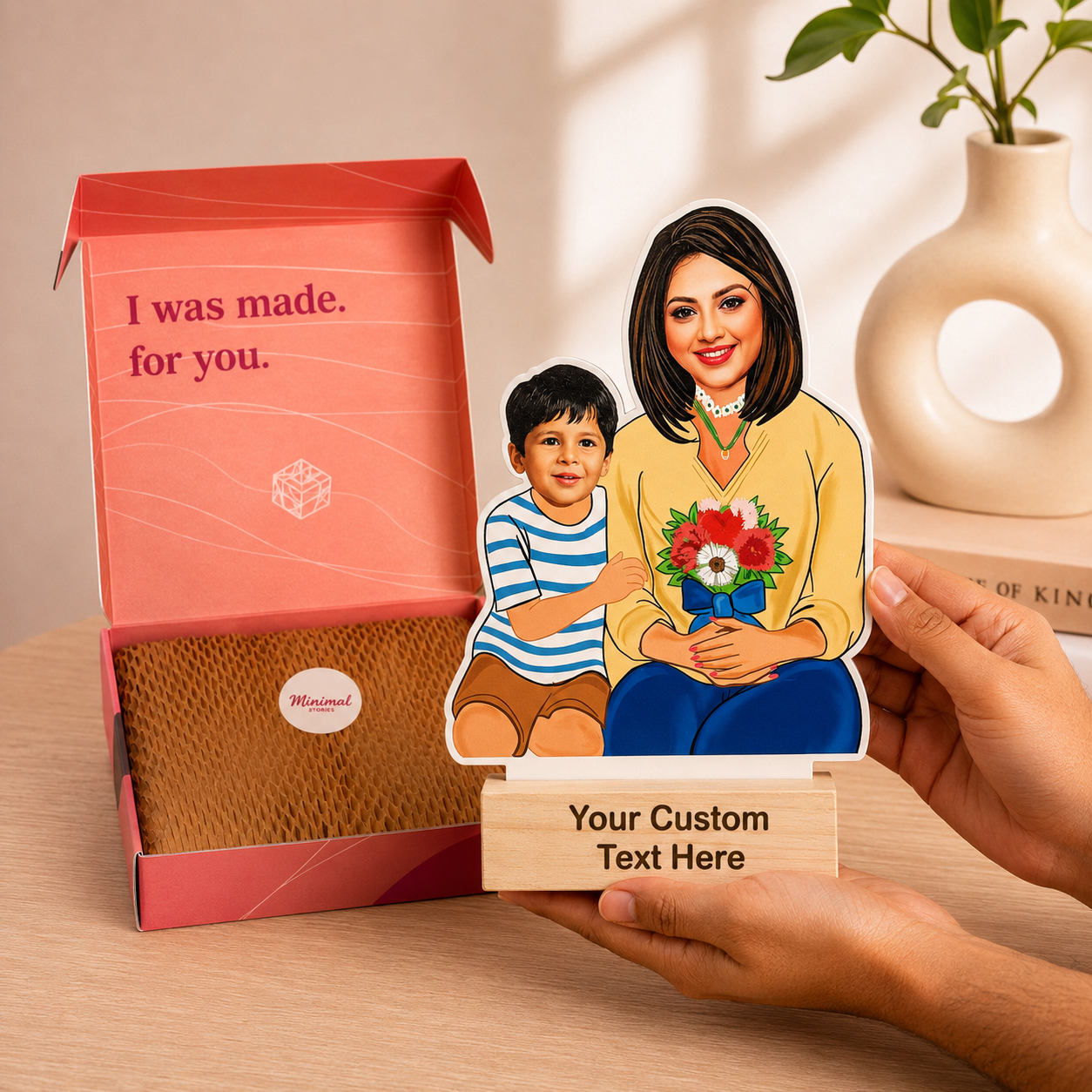 Little Boy with Mother Personalized with Stand
